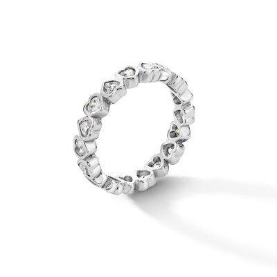 Sterling Silver CZ Heart Eternity Ring - Size 7