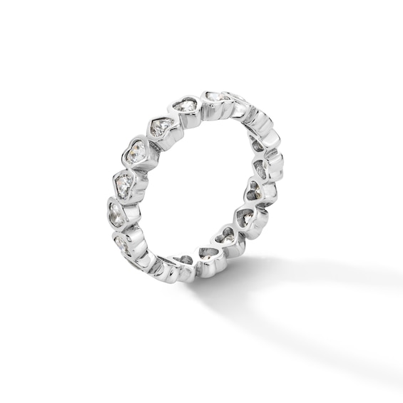 Sterling Silver CZ Heart Eternity Ring - Size 7