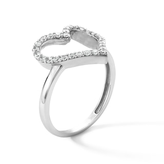 Sterling Silver CZ Open Heart Ring - Size 7