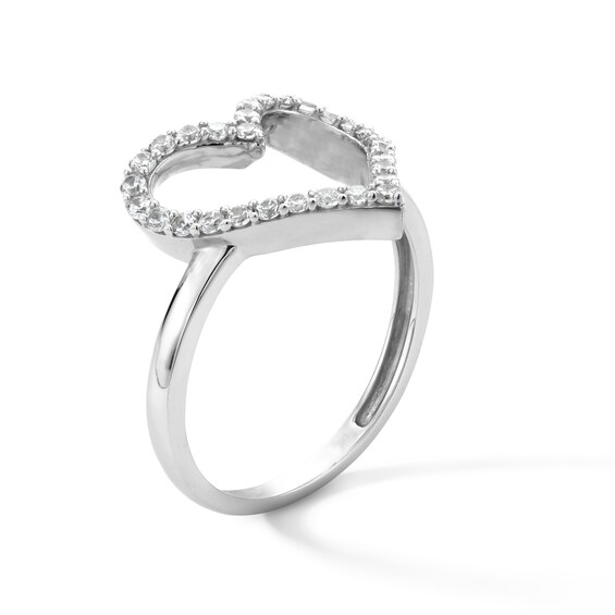 Sterling Silver CZ Open Heart Ring - Size 7