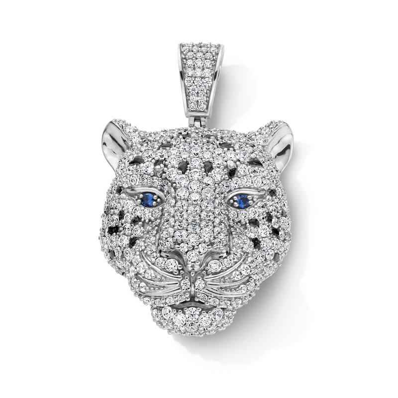 Sterling Silver CZ and Black Enamel Leopard Necklace Charm