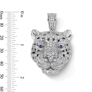 Sterling Silver CZ and Black Enamel Leopard Necklace Charm
