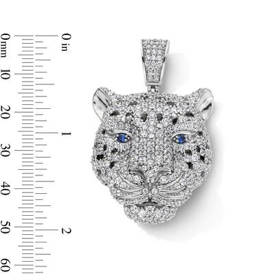 Sterling Silver CZ and Black Enamel Leopard Necklace Charm