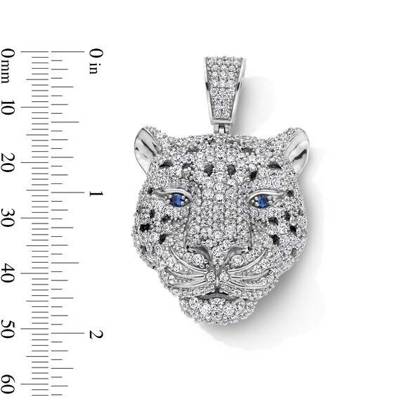 Sterling Silver CZ and Black Enamel Leopard Necklace Charm