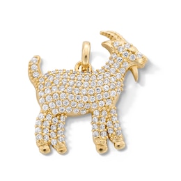 10K Gold CZ Goat Necklace Charm
