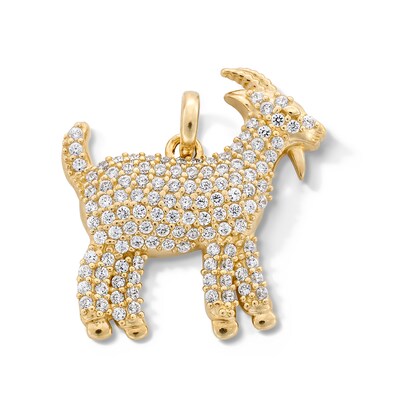 10K Gold CZ Goat Necklace Charm