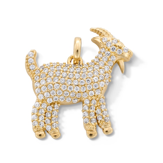 10K Gold CZ Goat Necklace Charm