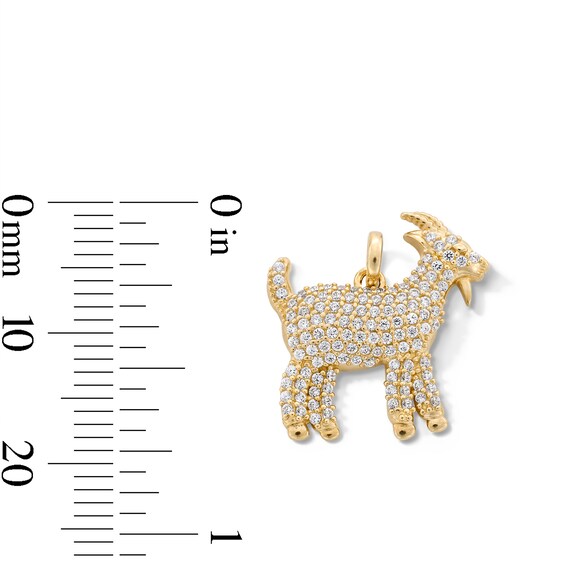 10K Gold CZ Goat Necklace Charm