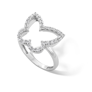Sterling Silver CZ Open Butterfly Ring - Size 7