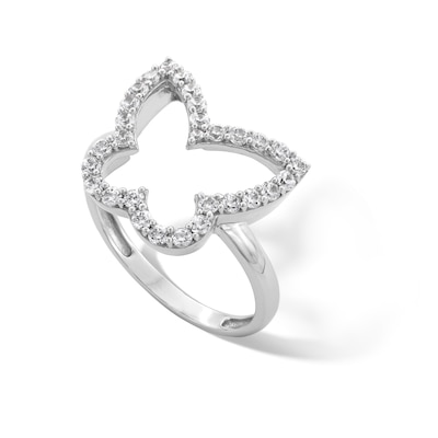 Sterling Silver CZ Open Butterfly Ring - Size 7