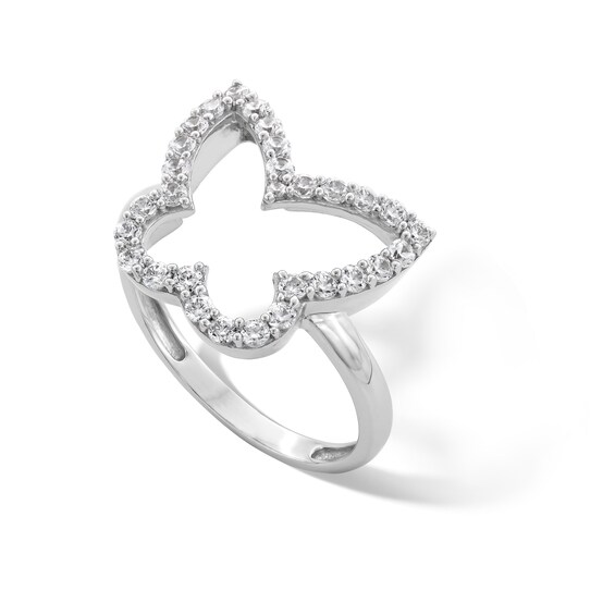 Sterling Silver CZ Open Butterfly Ring - Size 7