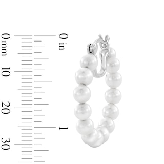 Sterling Silver Synthetic Pearl Hoops