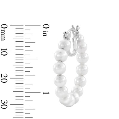 Sterling Silver Synthetic Pearl Hoops
