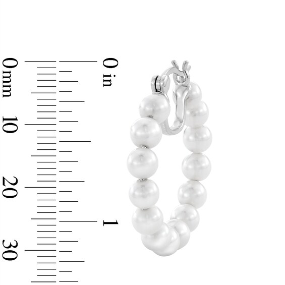 Sterling Silver Synthetic Pearl Hoops