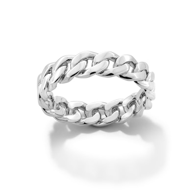 Sterling Silver Cuban Chain Link Ring Band - Size 10