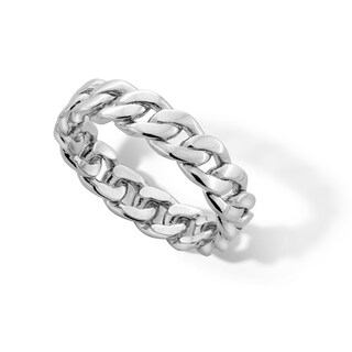 Sterling Silver Cuban Chain Link Ring Band - Size 10