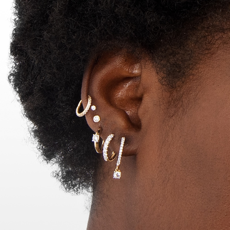 Main Image 2 of 14K Gold 1/15 CT. T.W. Lab-Grown Diamond Hoop - 19G 7mm