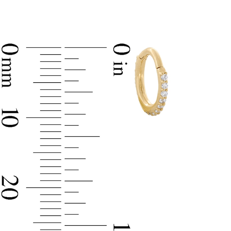 Main Image 3 of 14K Gold 1/15 CT. T.W. Lab-Grown Diamond Hoop - 19G 7mm