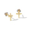 Thumbnail Image 1 of Child's 10K Gold Lab-Grown Diamond Accent Cross Studs