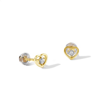 Child's 10K Gold Lab-Grown Diamond Accent Heart Outline Studs
