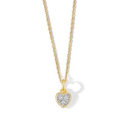 Child's 10K Gold Lab-Grown Diamond Accent Heart Pendant - 13"