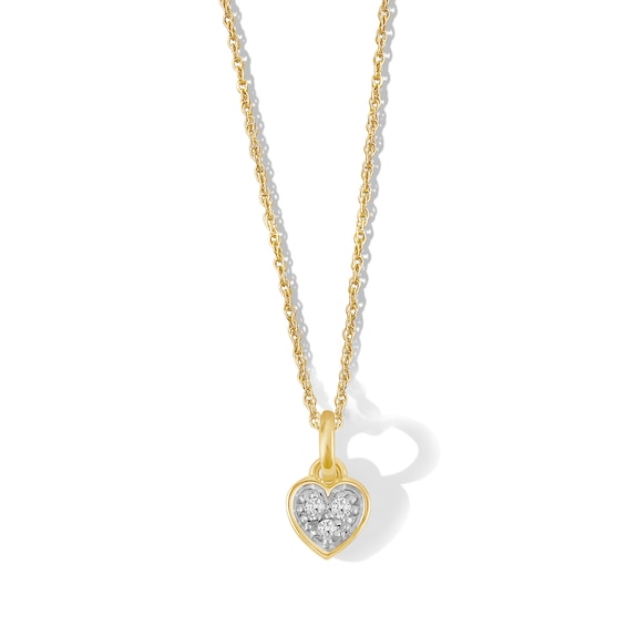 Child's 10K Gold Lab-Grown Diamond Accent Heart Pendant - 13"