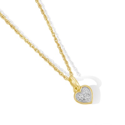 Child's 10K Gold Lab-Grown Diamond Accent Heart Pendant - 13"