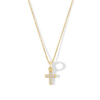 Child's 10K Gold 1/20 CT. T.W. Lab-Grown Diamond Cross Pendant - 13"