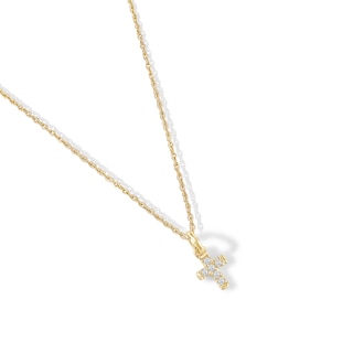 Child's 10K Gold 1/20 CT. T.W. Lab-Grown Diamond Cross Pendant - 13"