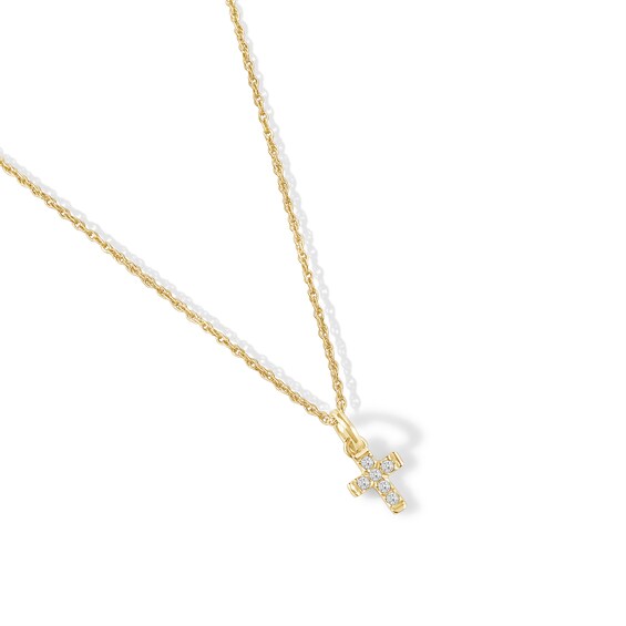 Child's 10K Gold 1/20 CT. T.W. Lab-Grown Diamond Cross Pendant - 13"