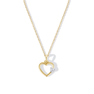 Child's 10K Gold 1/20 CT. T.W. Lab-Grown Diamond Heart Pendant - 13"