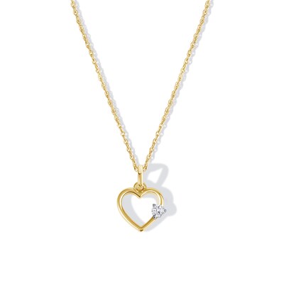 Child's 10K Gold 1/20 CT. T.W. Lab-Grown Diamond Heart Pendant - 13"
