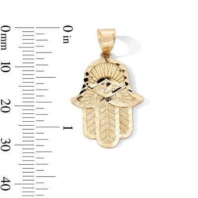 10K Gold Diamond-Cut Hamsa Necklace Charm