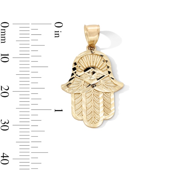 10K Gold Diamond-Cut Hamsa Necklace Charm