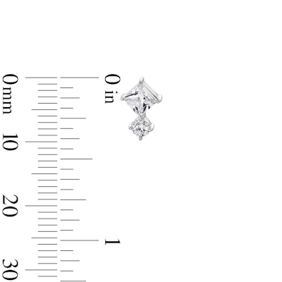 Sterling Silver CZ Round and Kite Stacked Studs