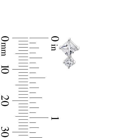 Sterling Silver CZ Round and Kite Stacked Studs