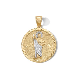 10K Gold Diamond-Cut Saint Jude Two-Tone Necklace Charm