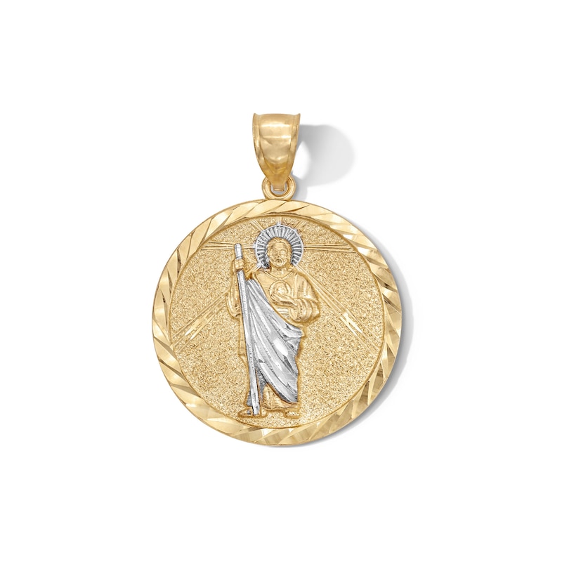 10K Gold Diamond-Cut Saint Jude Two-Tone Necklace Charm
