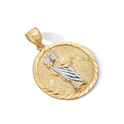 10K Gold Diamond-Cut Saint Jude Two-Tone Necklace Charm