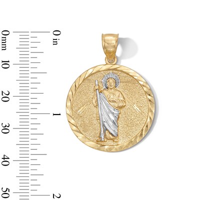 10K Gold Diamond-Cut Saint Jude Two-Tone Necklace Charm