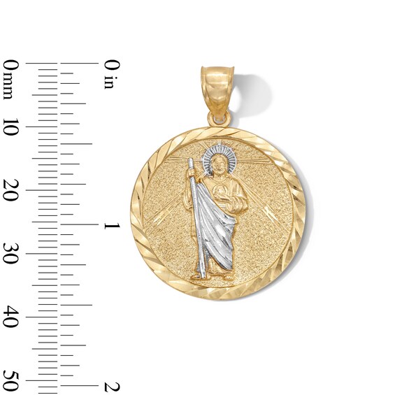 10K Gold Diamond-Cut Saint Jude Two-Tone Necklace Charm