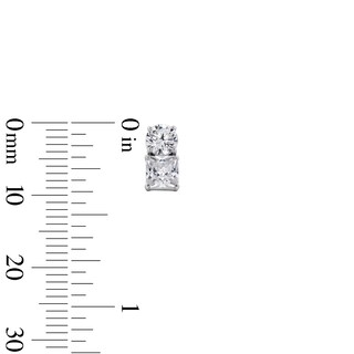 Sterling Silver CZ Round and Square Stacked Studs