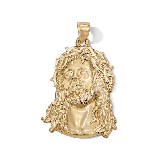 10K Gold Jesus Head Necklace Charm