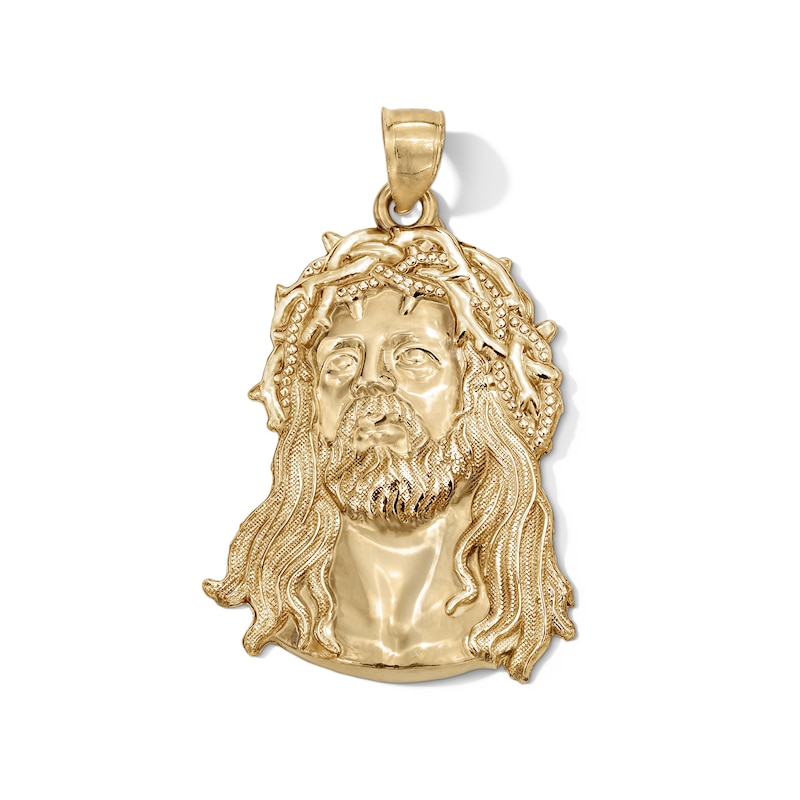 10K Gold Jesus Head Necklace Charm