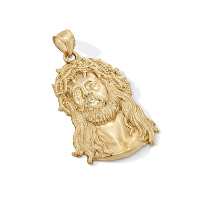 10K Gold Jesus Head Necklace Charm