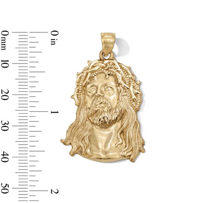 10K Gold Jesus Head Necklace Charm