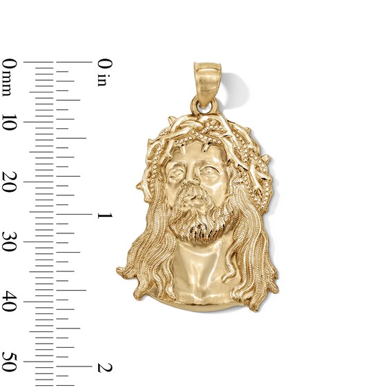10K Gold Jesus Head Necklace Charm