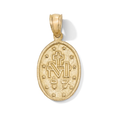 10K Gold Miraculous Mary Medallion Necklace Charm