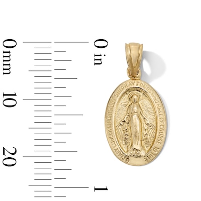 10K Gold Miraculous Mary Medallion Necklace Charm