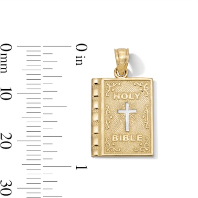 10K Gold Holy Bible Two-Tone Necklace Charm